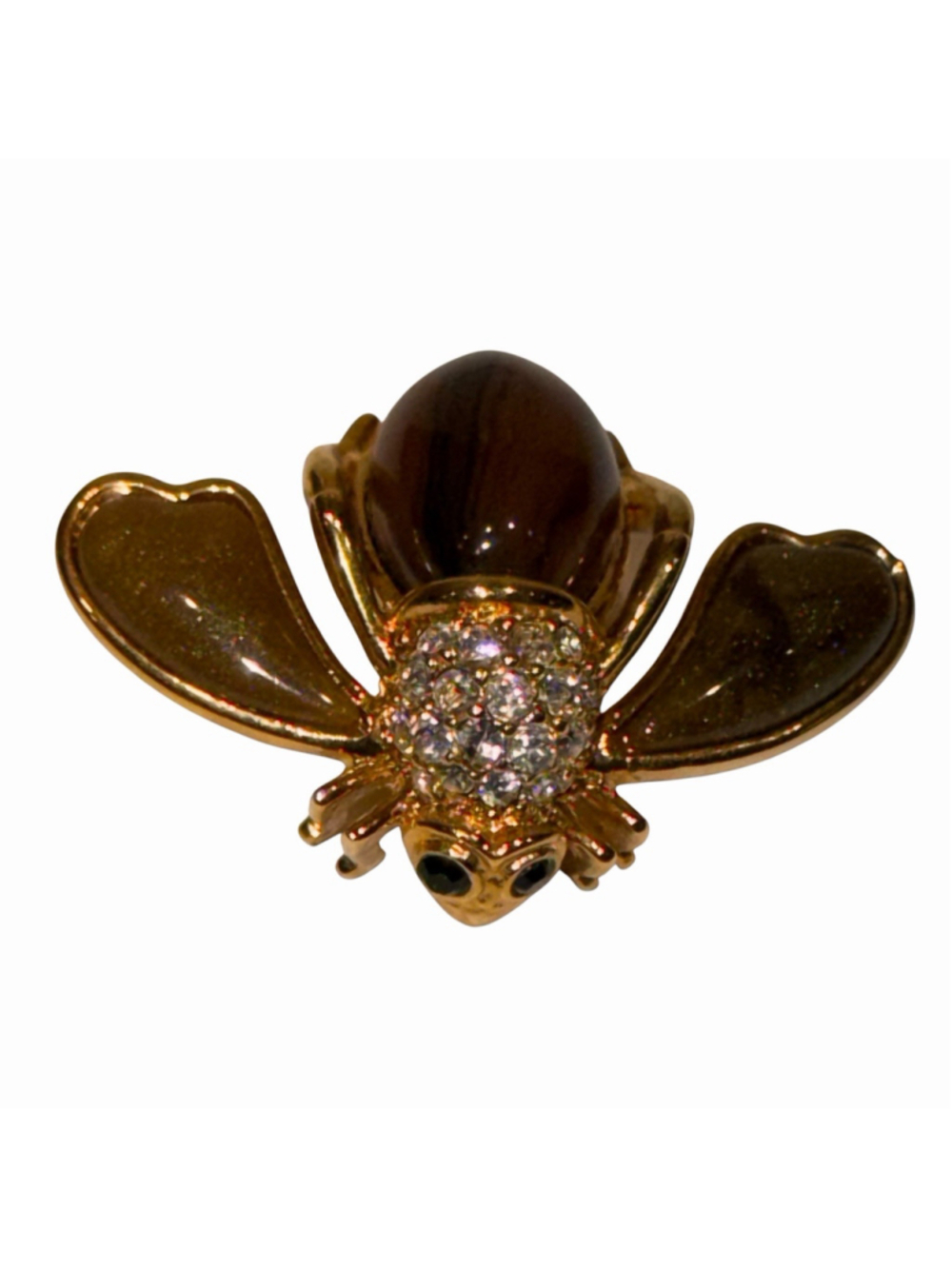 Joan Rivers Bee Brooch Gold Tone Rhinlestone Pin Signed‎ READ Clasp Is Stuck Vtg